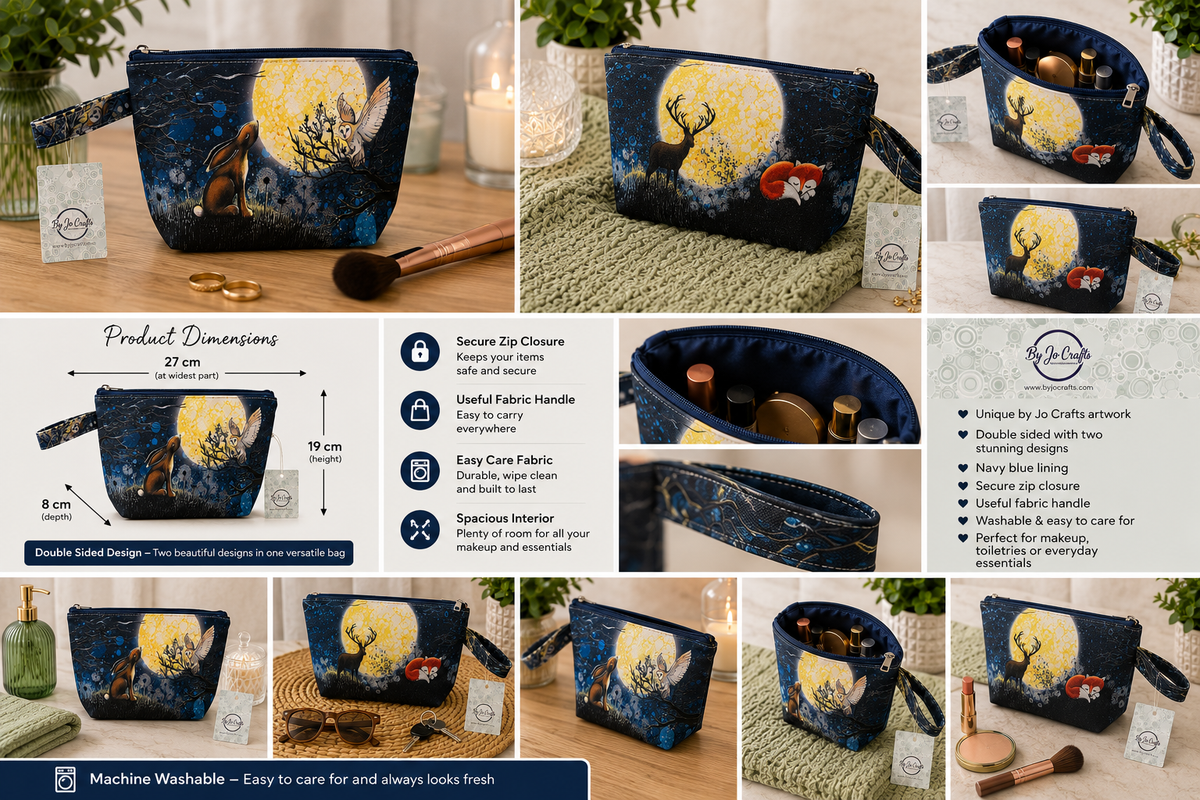 Hare & Owl wash bag, makeup bag by Jojo.
