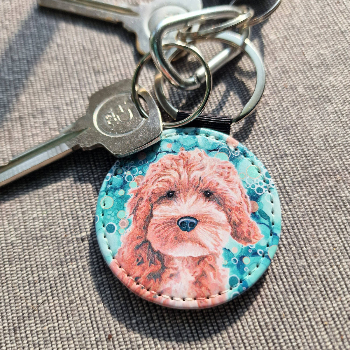 Cockerpoo Dog Faux Leather Keyring