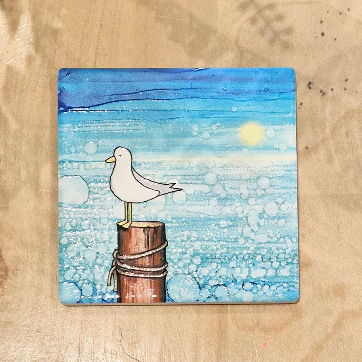 Seagull on Post -  Ceramic Coaster