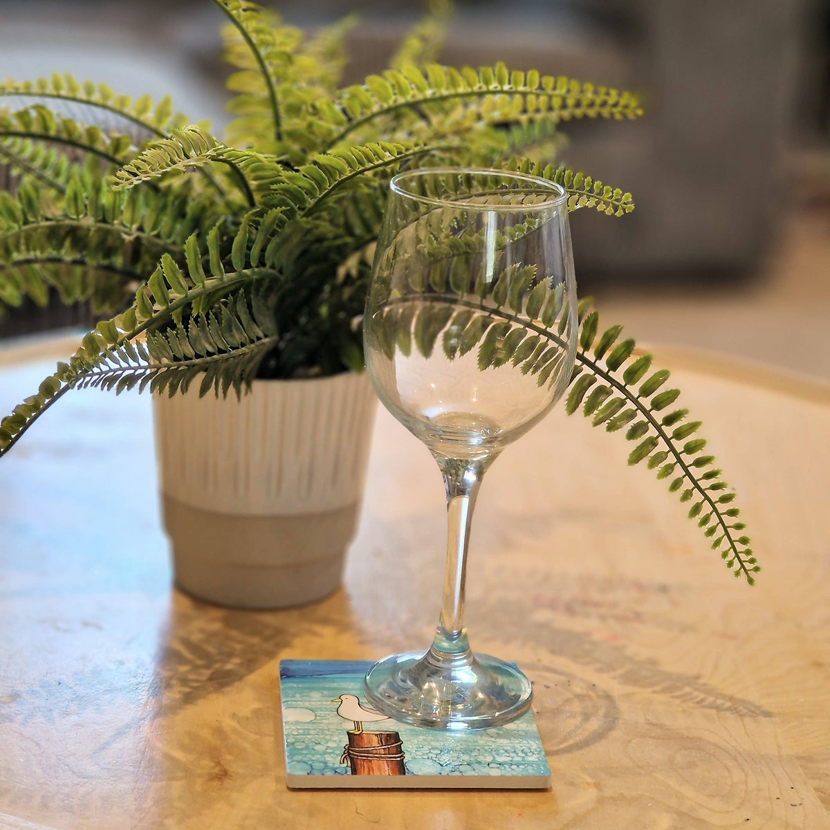 Seagull on Post -  Ceramic Coaster