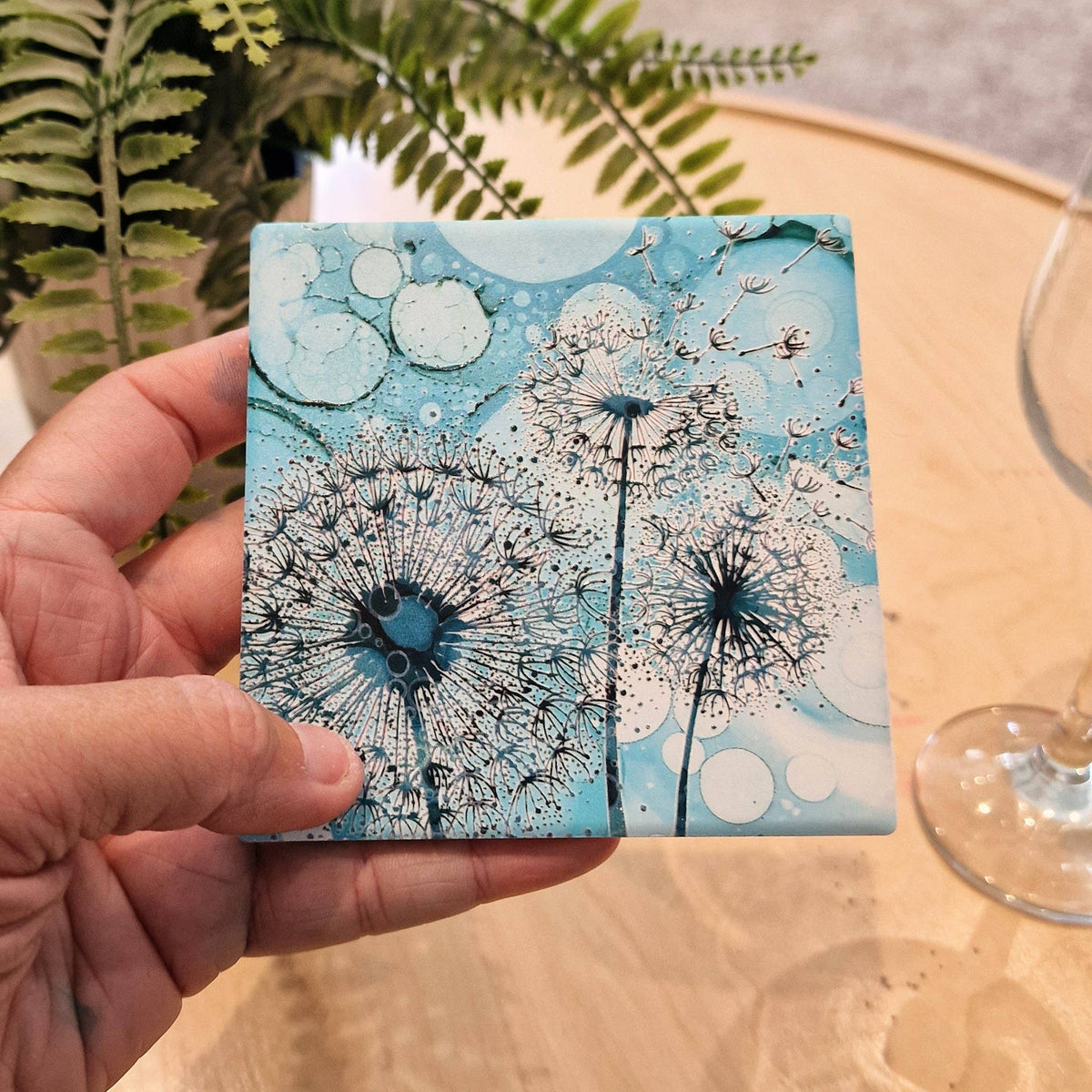 Dandelion Ceramic Coaster (Green)