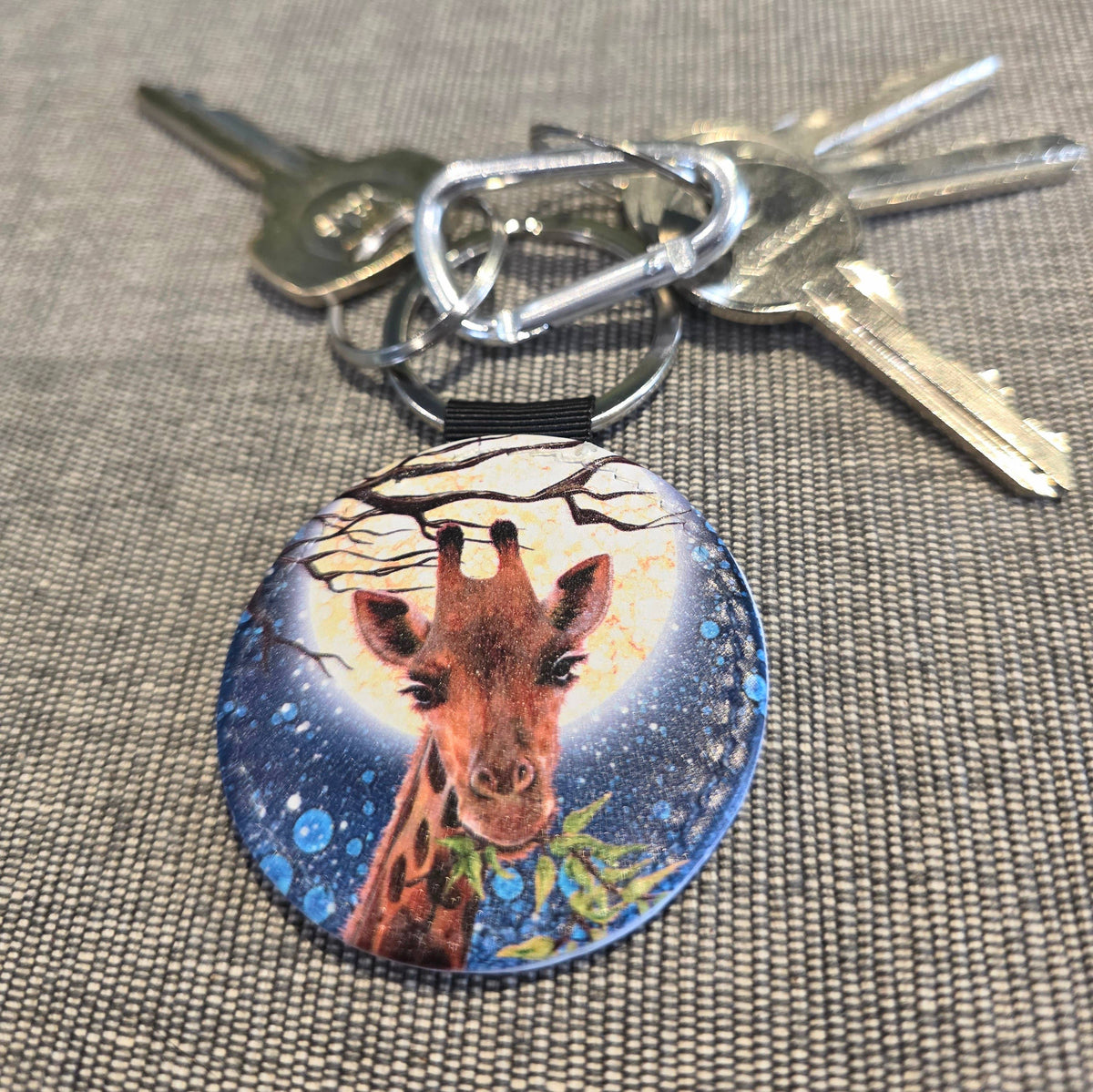 Giraffe & Elephant Faux Leather Keyring