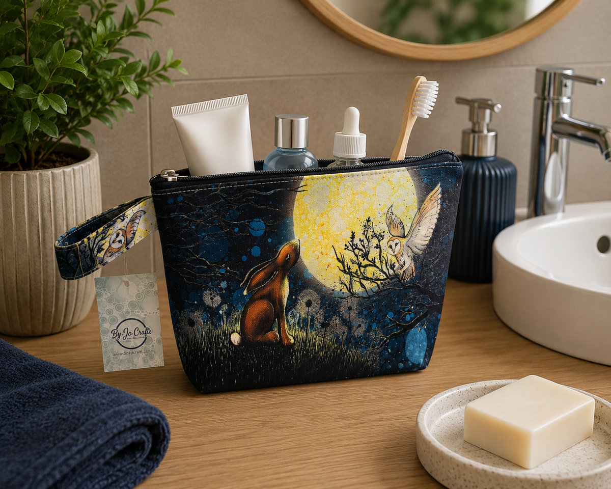 Hare & Owl wash bag, makeup bag by Jojo.