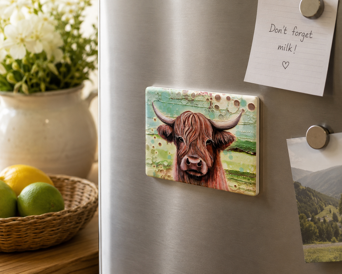 Highland Cow Ceramic Magnet