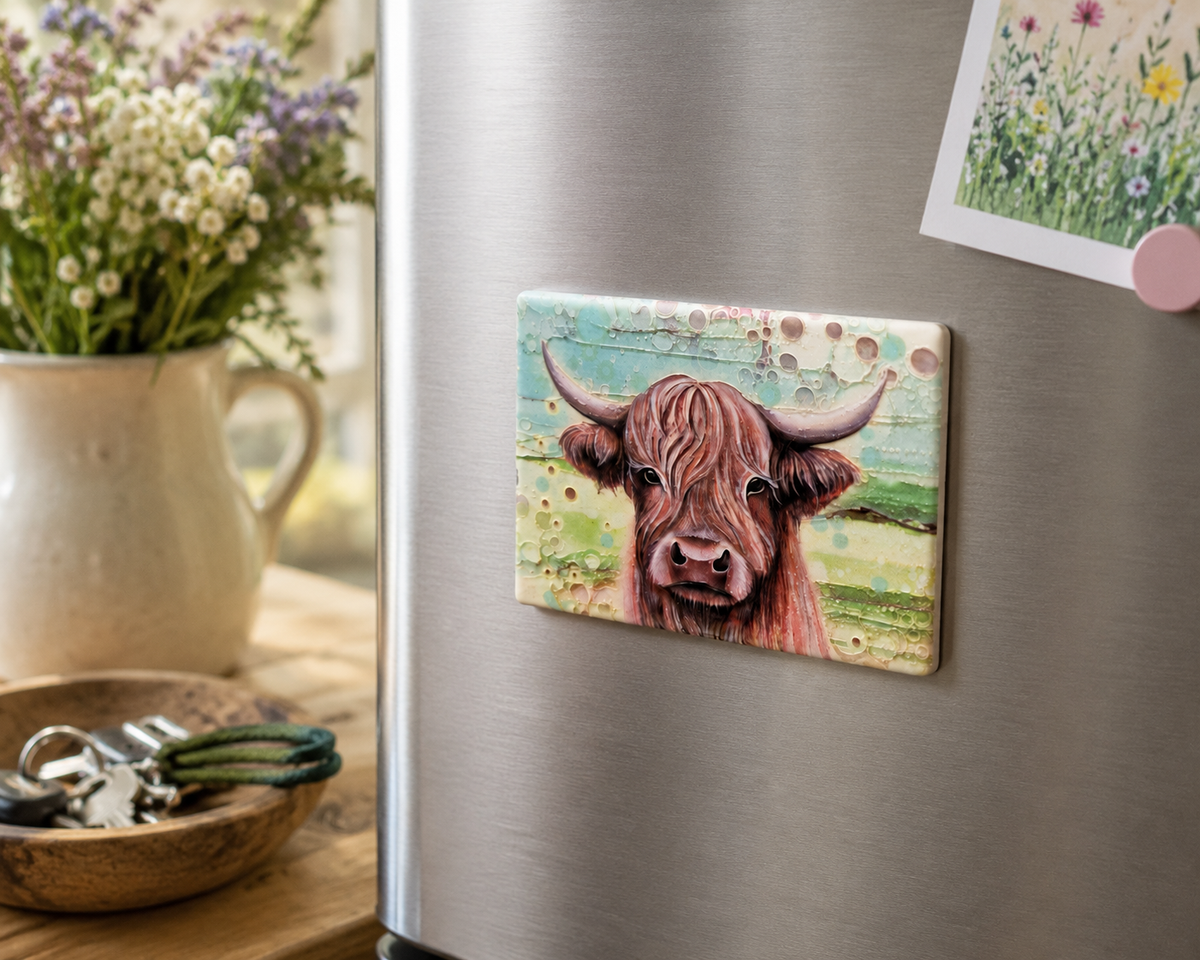 Highland Cow Ceramic Magnet