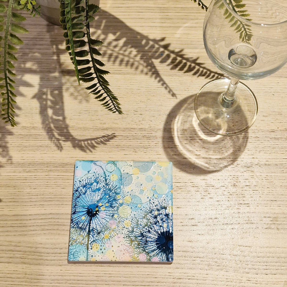 Dandelion Ceramic Coaster (Turquoise)