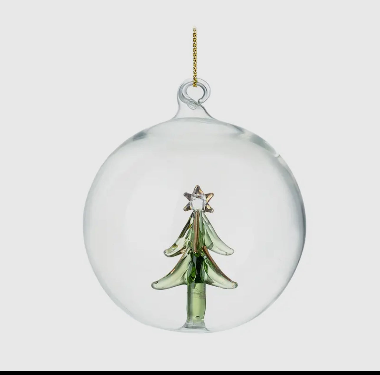 Glass Bauble with Green Glass Christmas tree.