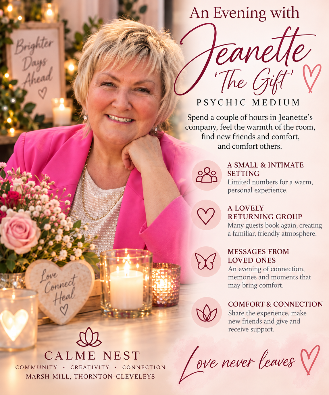 An evening with Jeanette "The Gift" Greenough Monday 7th December 6.30pm-8.30pm