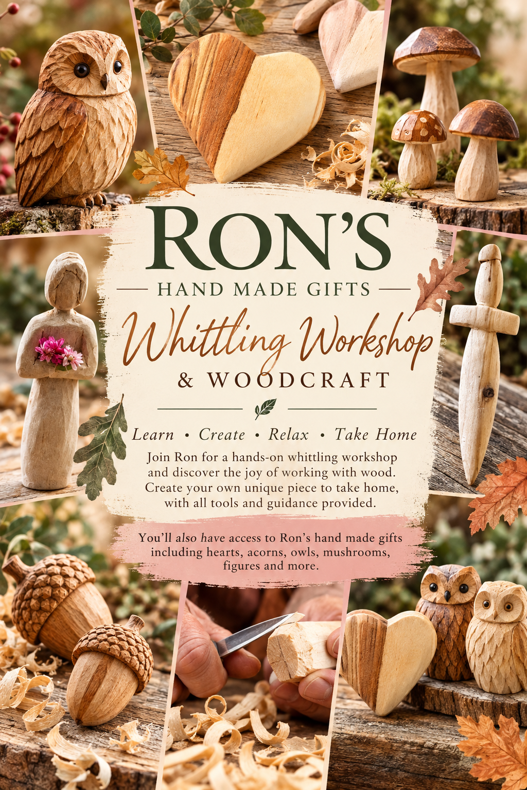 Whittling Wood Taster with Ron at Calme - Tuesday 13th October  6.30pm-8.30pm