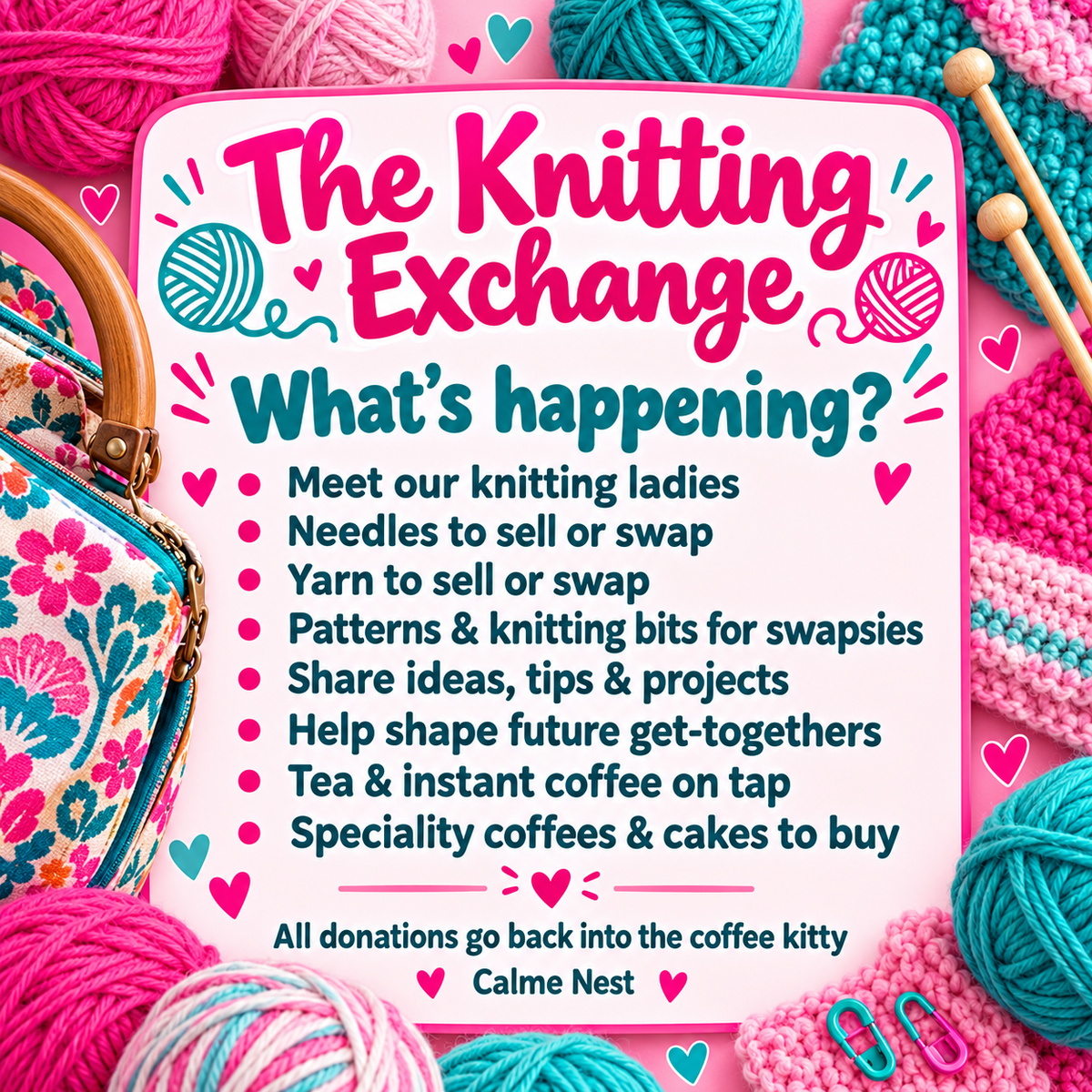 The Knitting Exchange at Calme Nest | Mon November 2nd 6pm-8pm