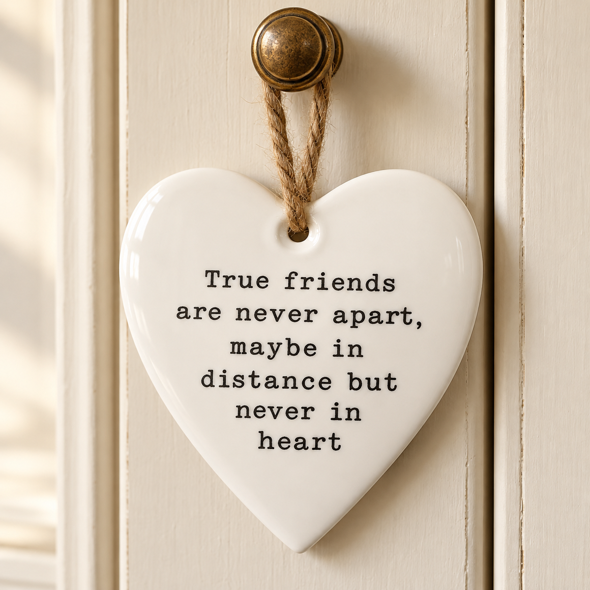 True Friends are Never Apart. Hanging Ceramic Heart 🩷