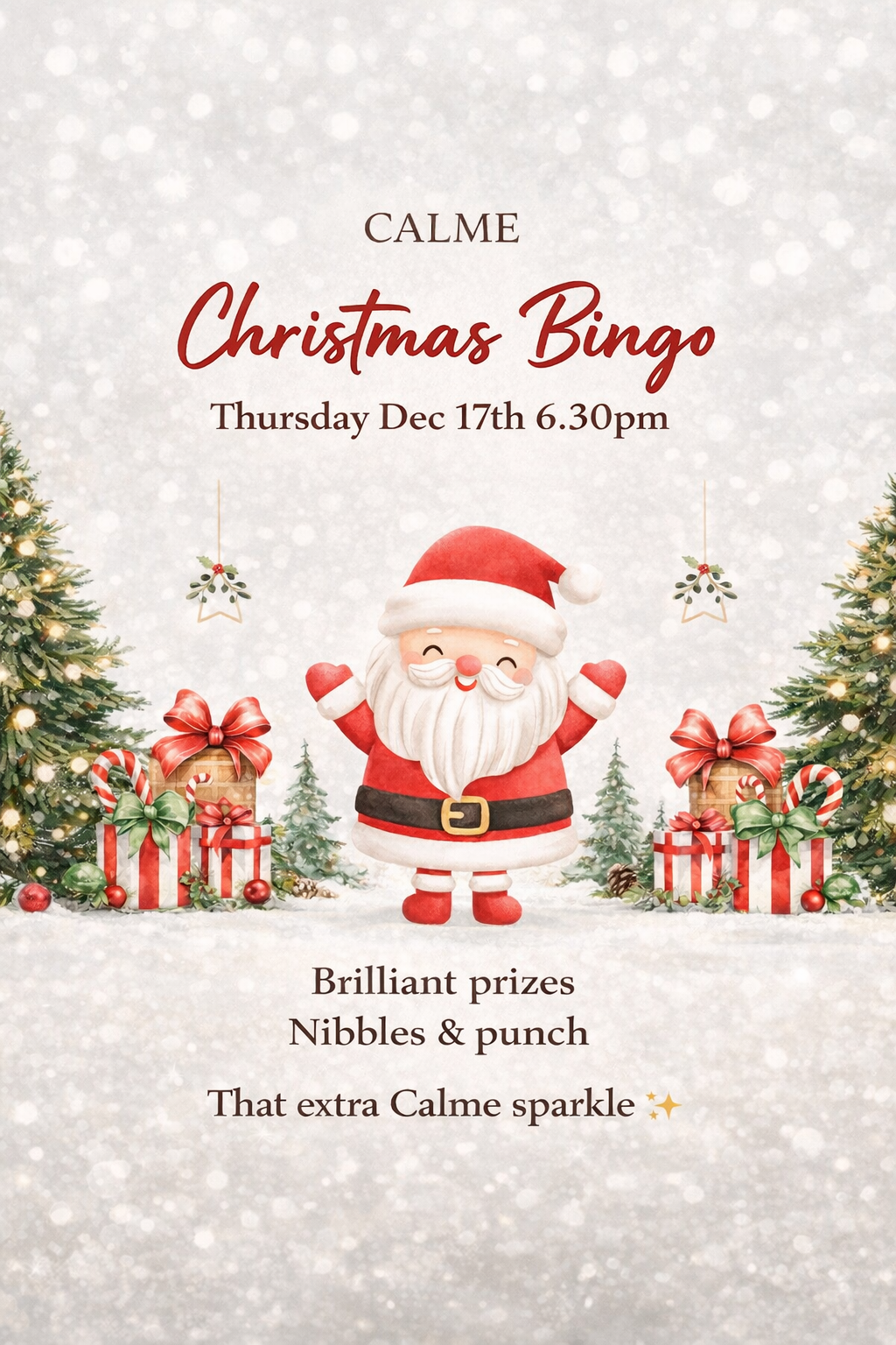 Calme Christmas Bingo Extravaganza - Thursday 17th December 6.30pm