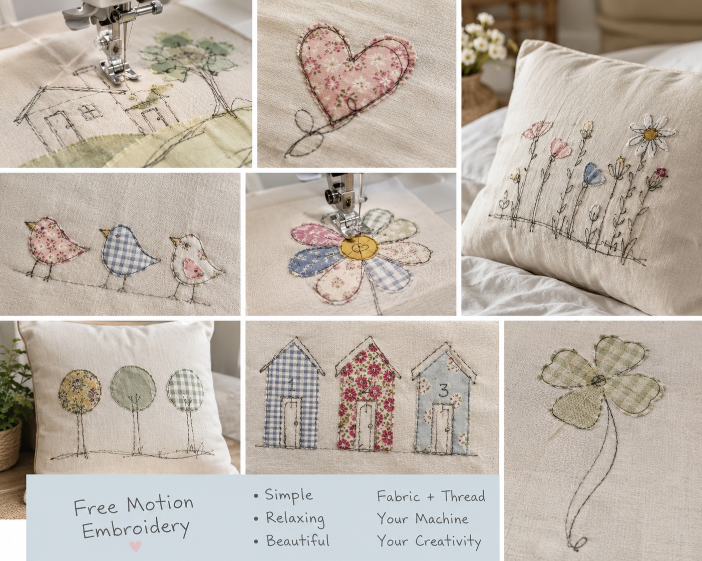 Free Motion Embroidery – Learn to Draw with Your Sewing Machine. Choose your own date! 📅