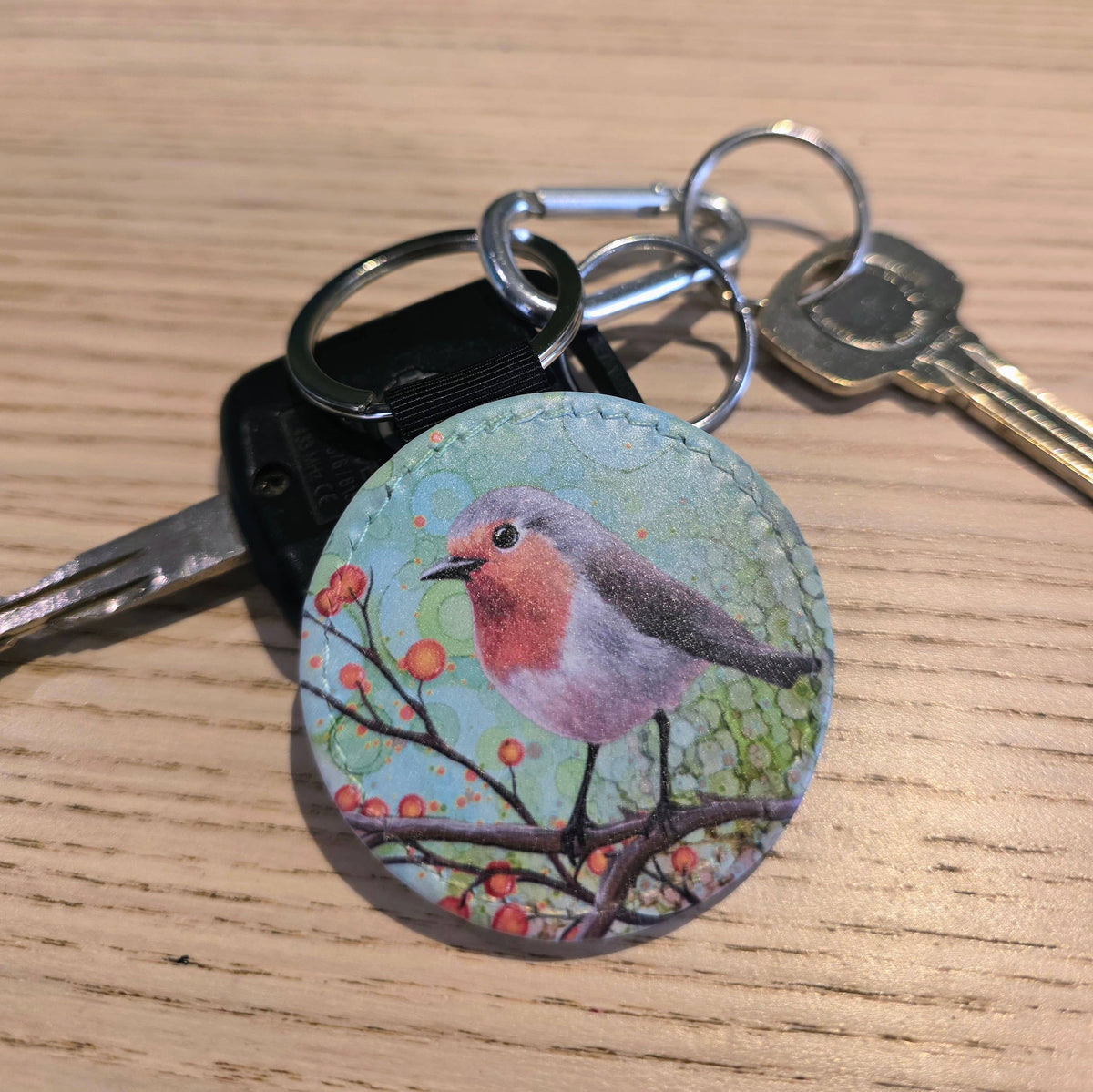 Robin Faux Leather Keyring