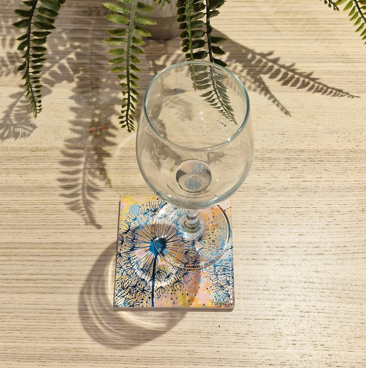 Dandelion Ceramic Coaster (Orange)