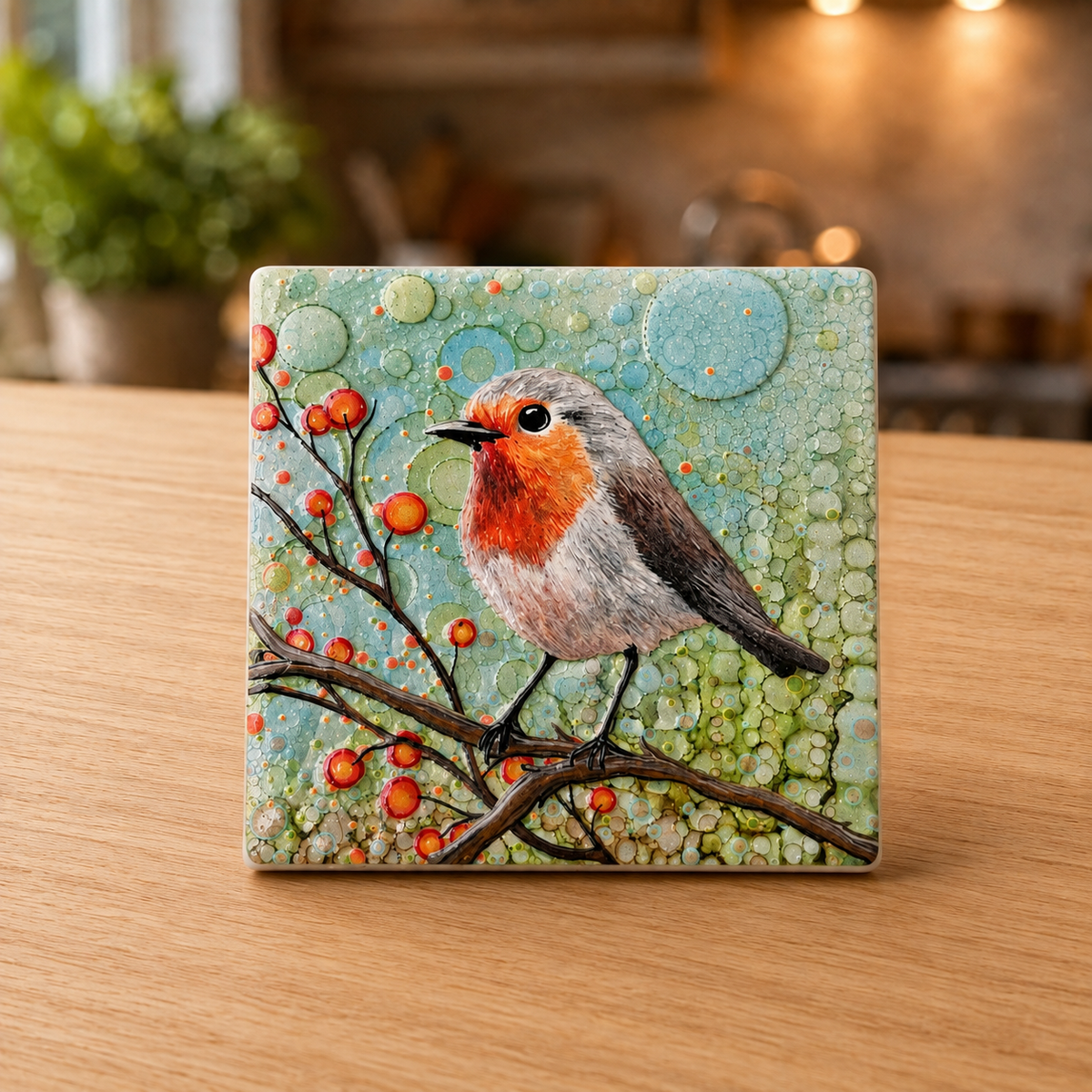 Robin Ceramic Coaster, Bird Coaster