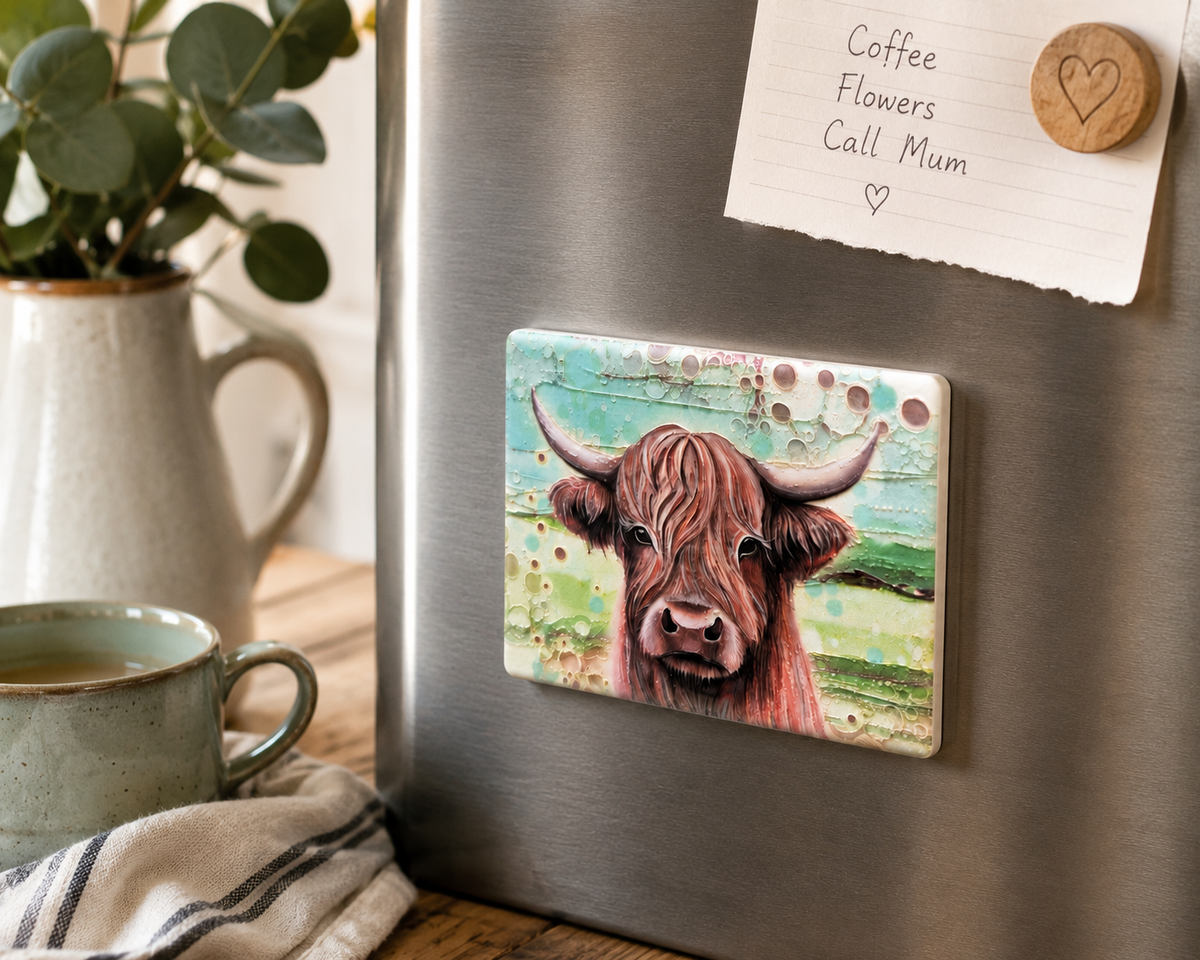 Highland Cow Ceramic Magnet