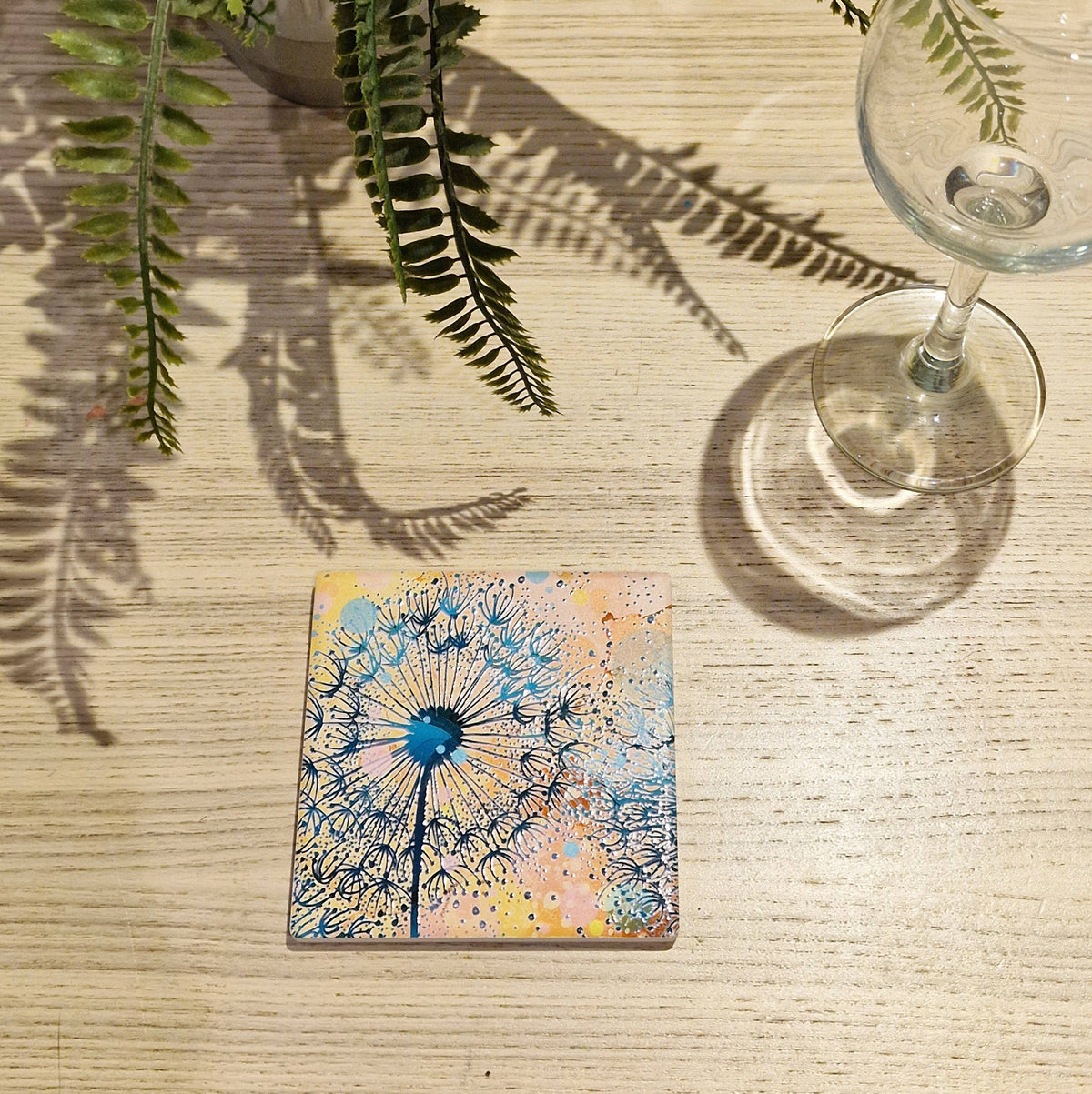 Dandelion Ceramic Coaster (Orange)