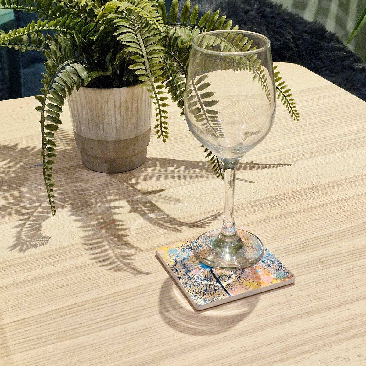 Dandelion Ceramic Coaster (Orange)