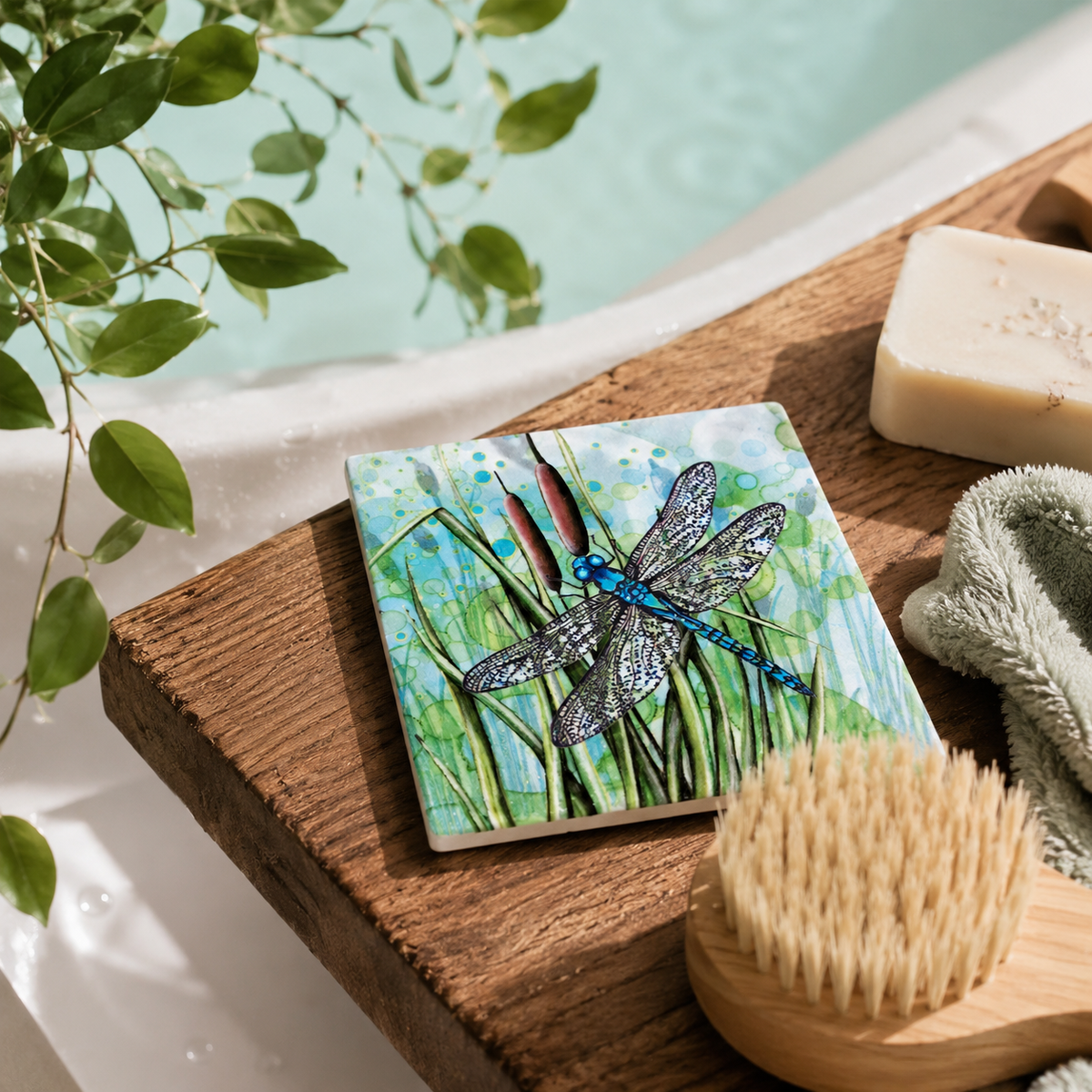 Stunning Dragonfly Ceramic Coaster 🩷