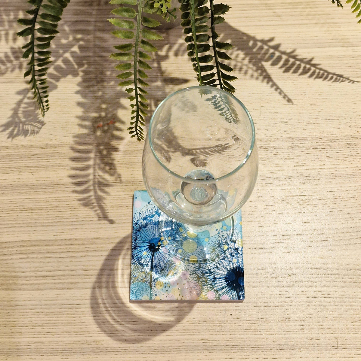 Dandelion Ceramic Coaster (Turquoise)