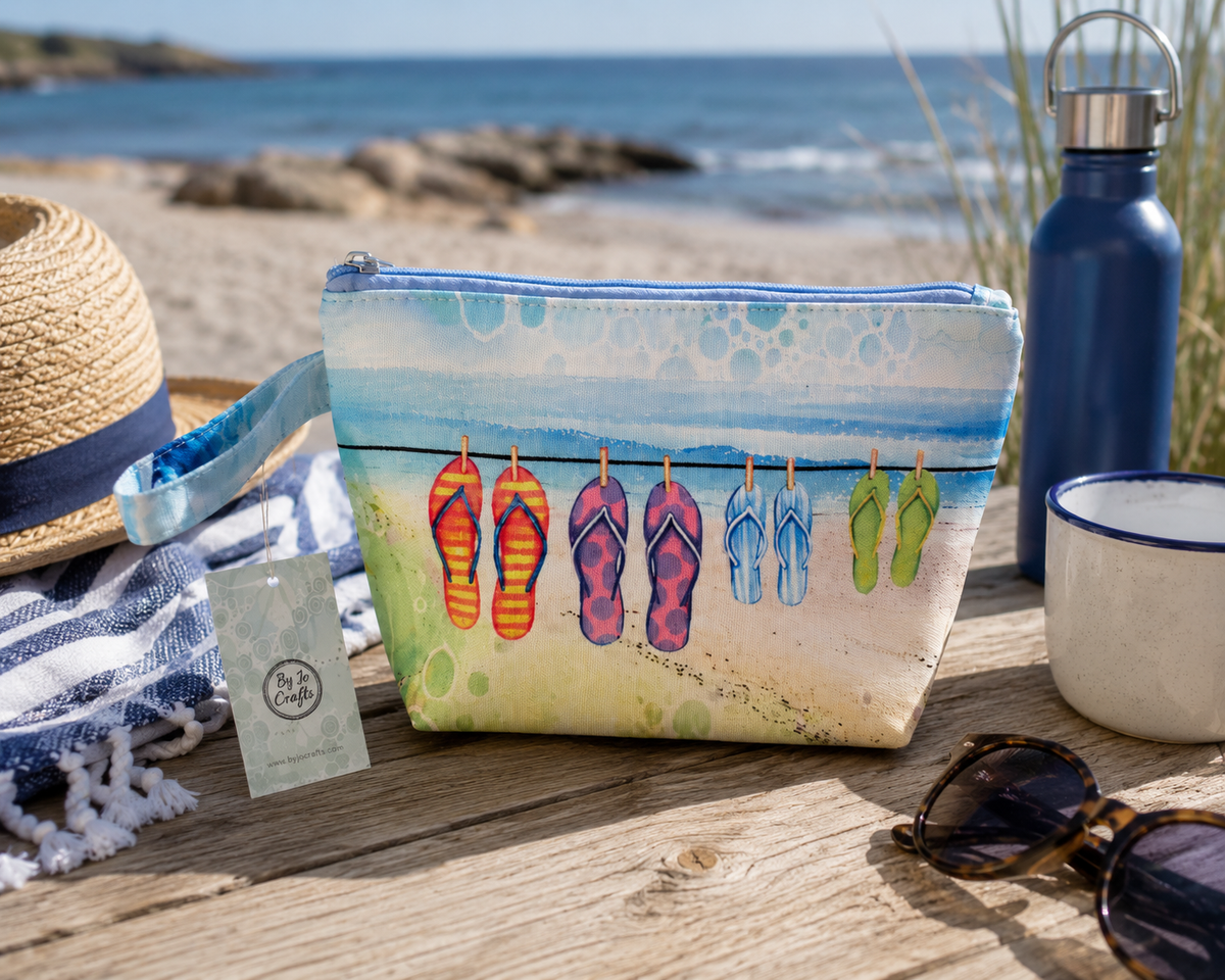 Flips Flops, beach wash bag, makeup bag