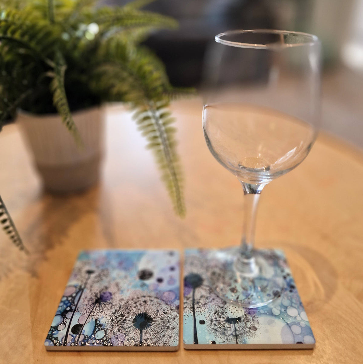 Dandelion Ceramic Coaster (Blue)