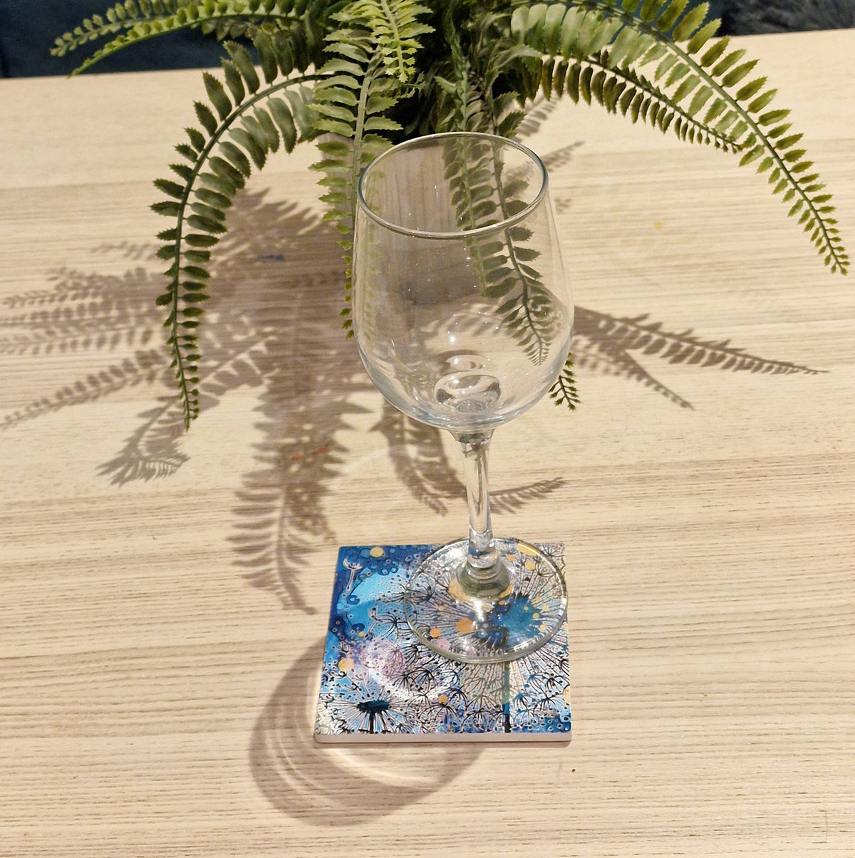 Dandelion Ceramic Coaster (Navy Blue)