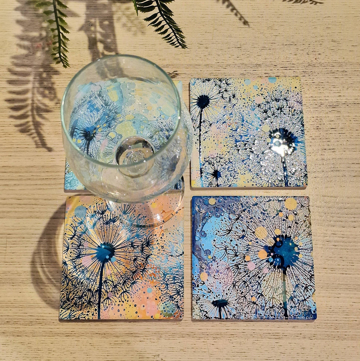 Dandelion Ceramic Coaster (Navy Blue)