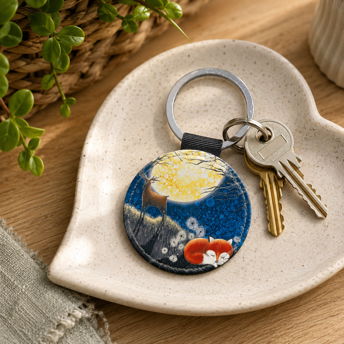 Hare & Owl Faux Leather Keyring