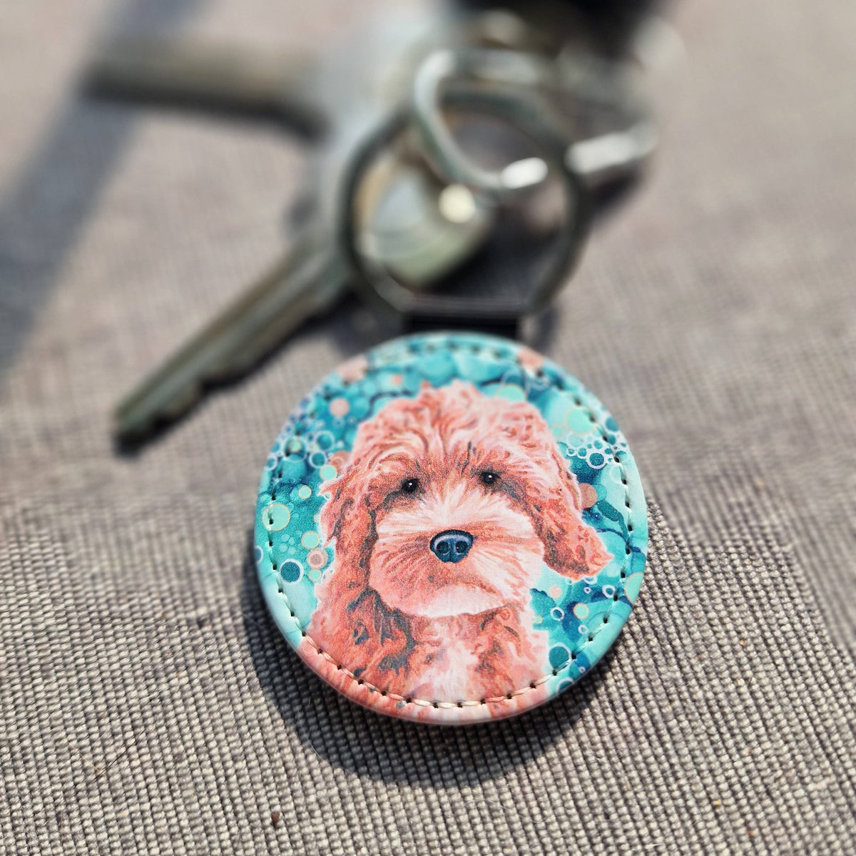 Cockerpoo Dog Faux Leather Keyring