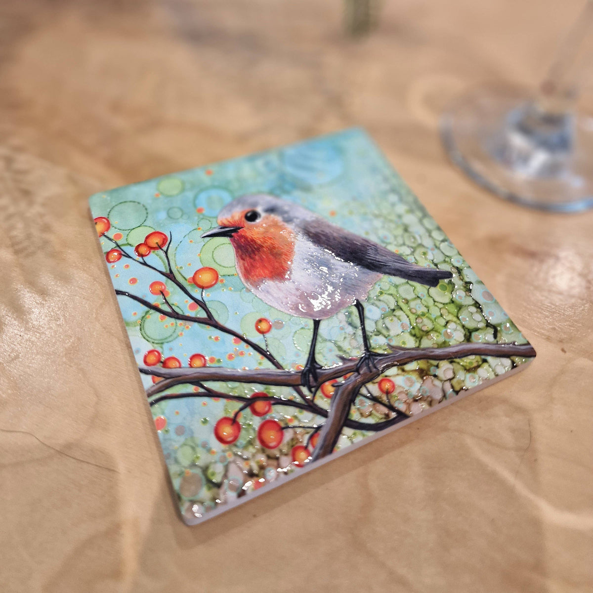 Robin Ceramic Coaster, Bird Coaster