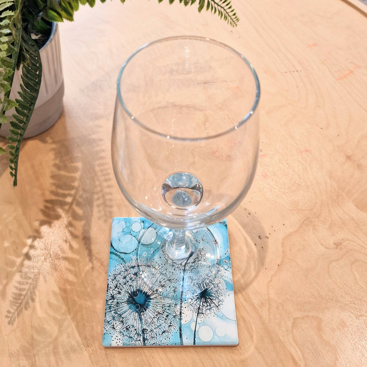Dandelion Ceramic Coaster (Green)