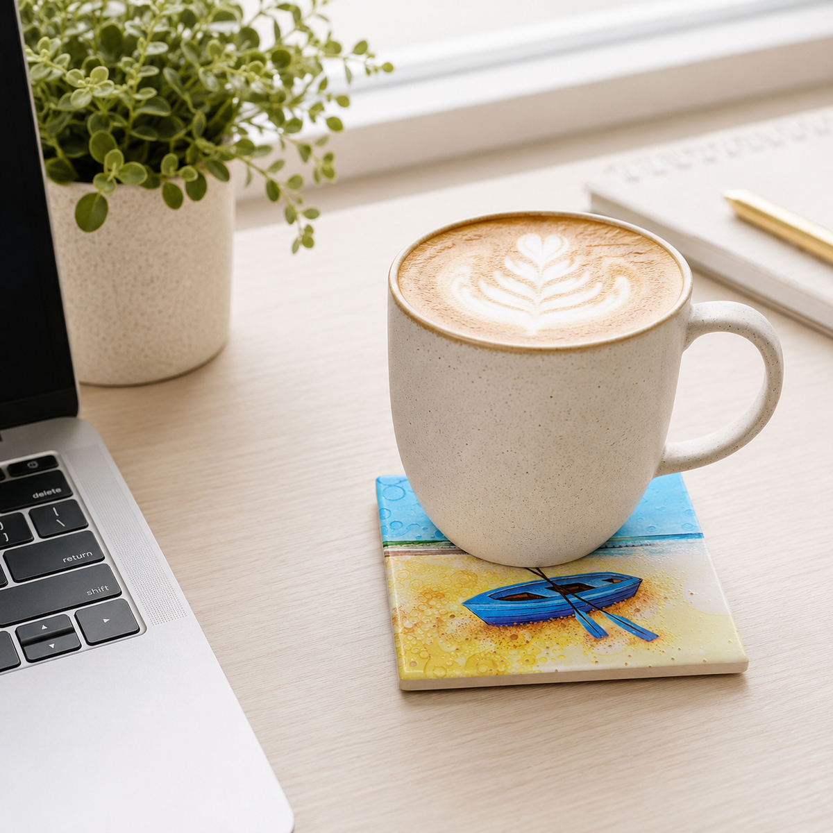 Iconic Rowing Boat Ceramic Coaster