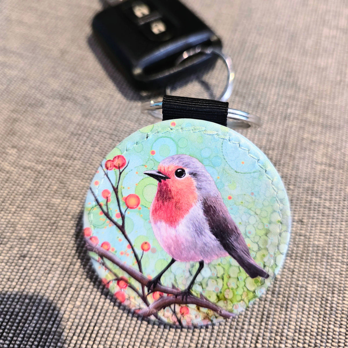 Robin Faux Leather Keyring