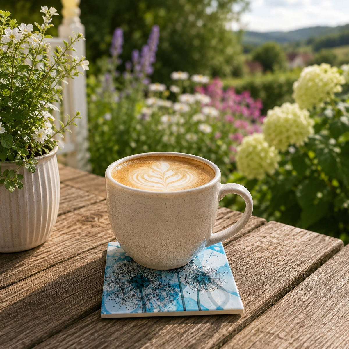Dandelion Ceramic Coaster (Green)