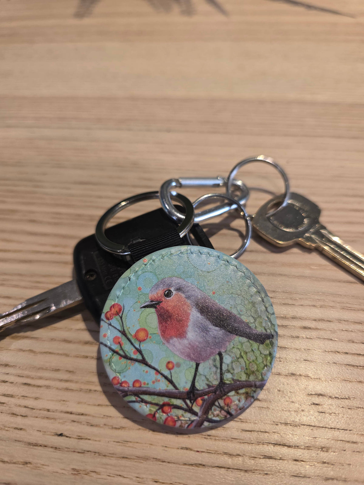 Robin Faux Leather Keyring