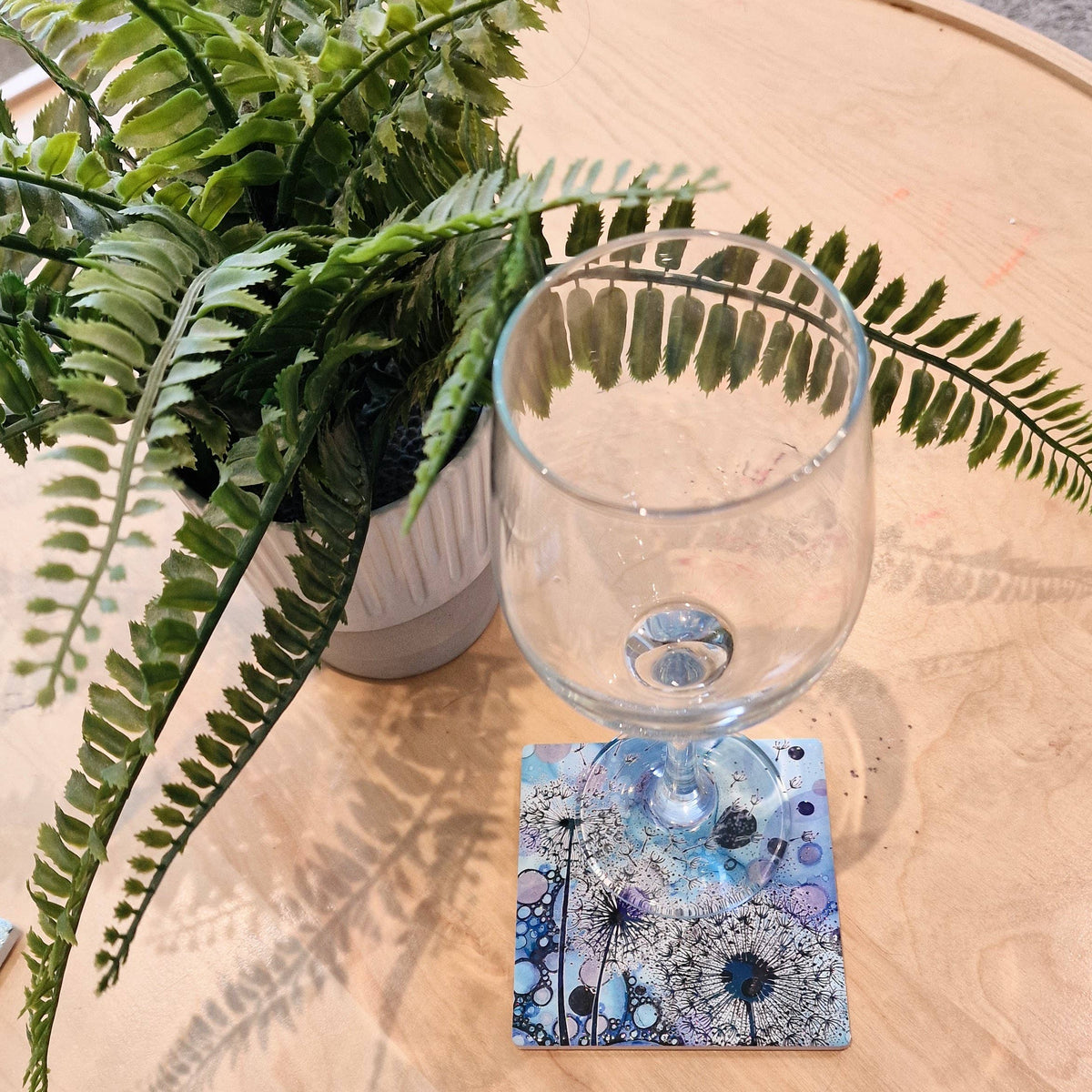 Dandelion Ceramic Coaster (Blue)