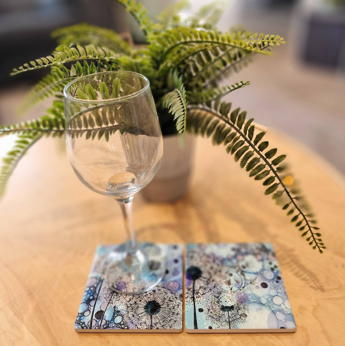 Dandelion Ceramic Coaster (Blue)