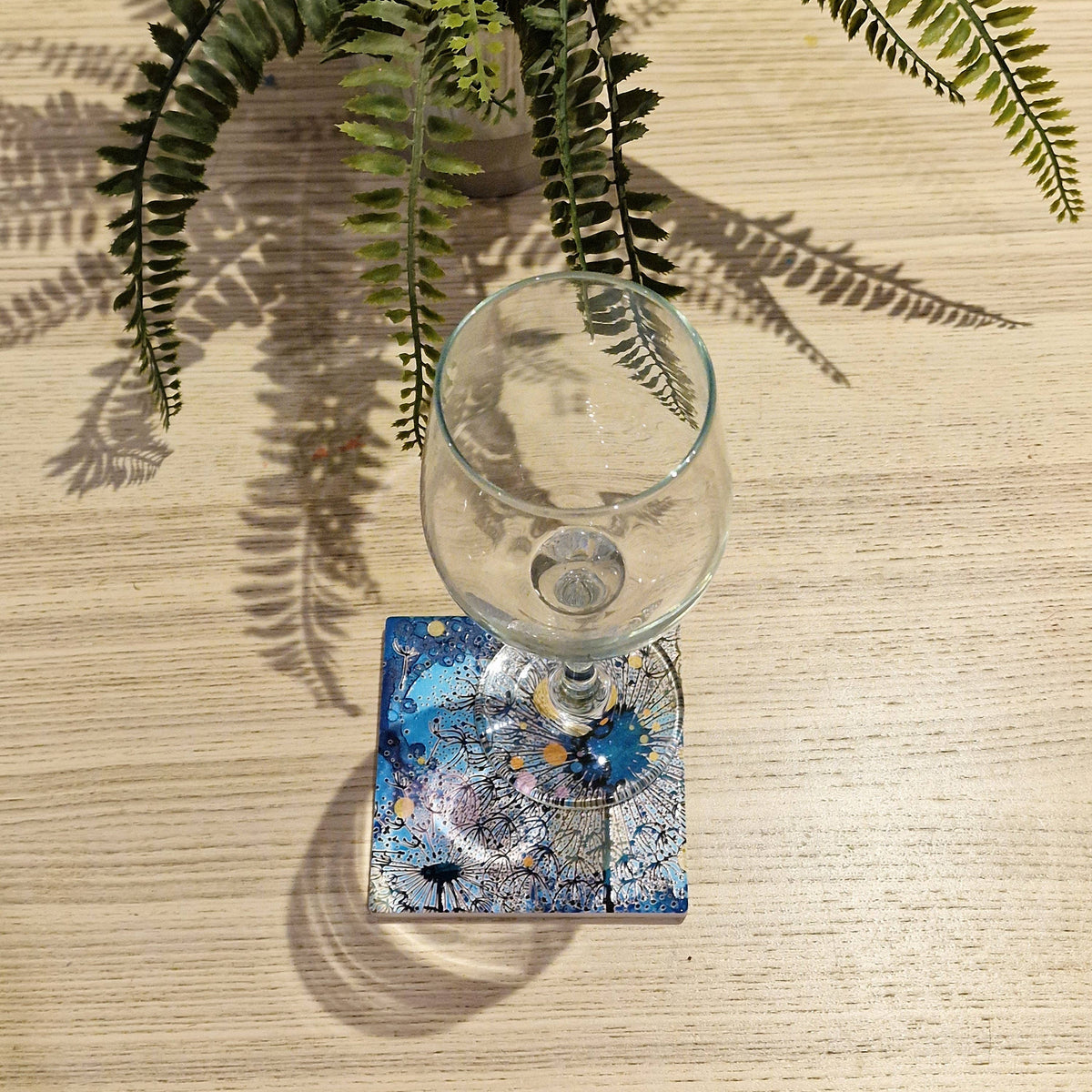 Dandelion Ceramic Coaster (Navy Blue)
