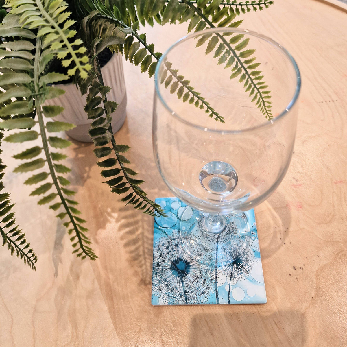Dandelion Ceramic Coaster (Green)