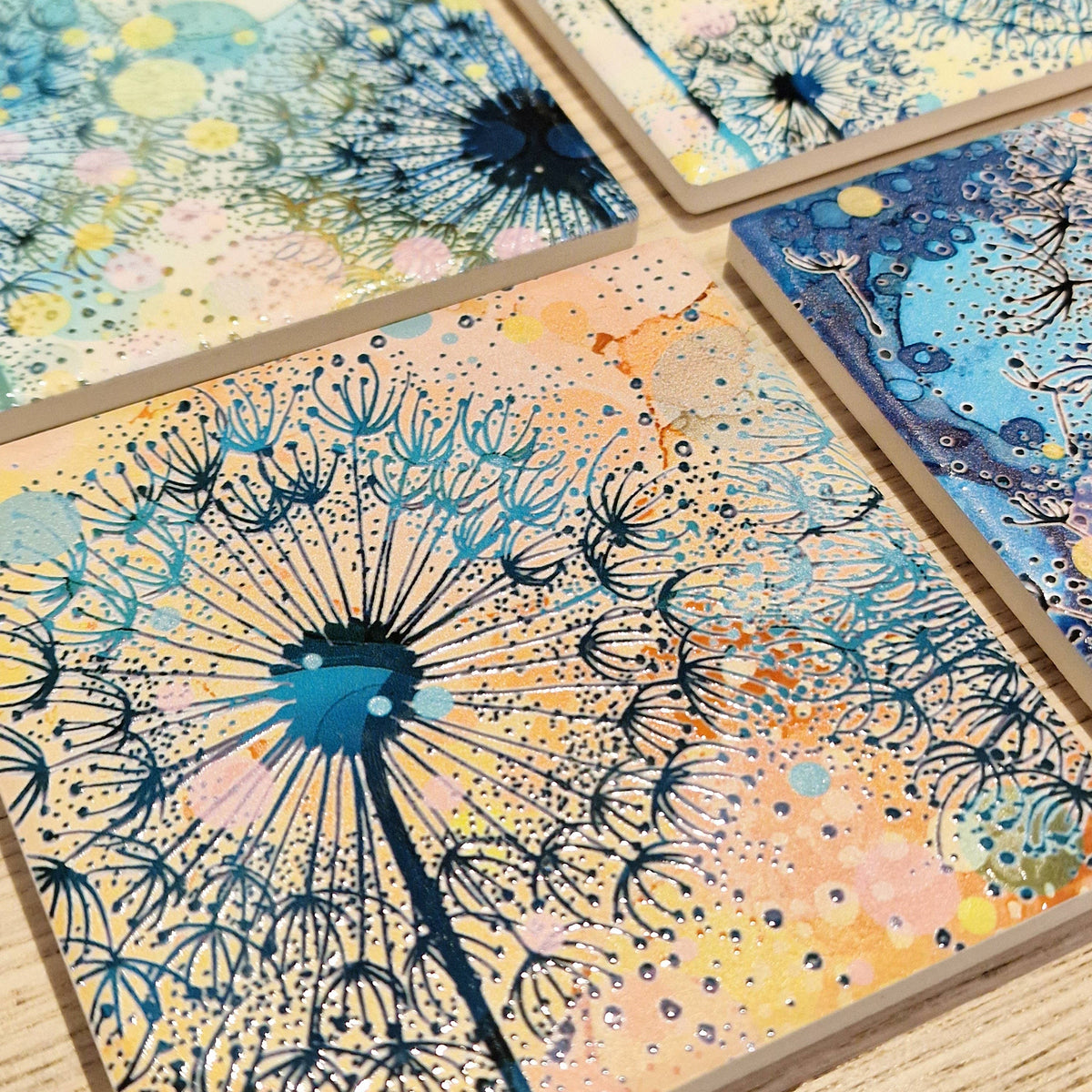 Dandelion Ceramic Coaster (Orange)