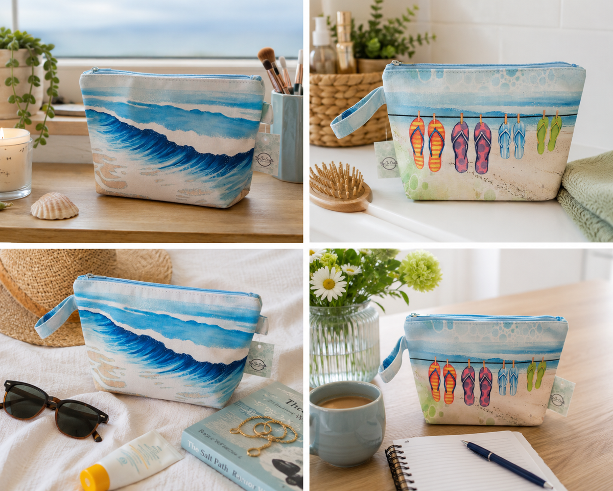 Flips Flops, beach wash bag, makeup bag
