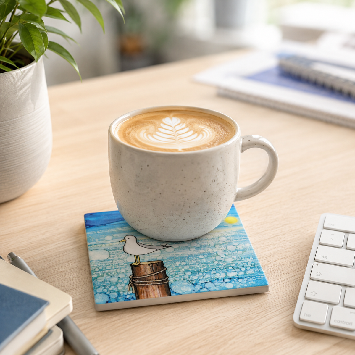 Seagull on Post -  Ceramic Coaster