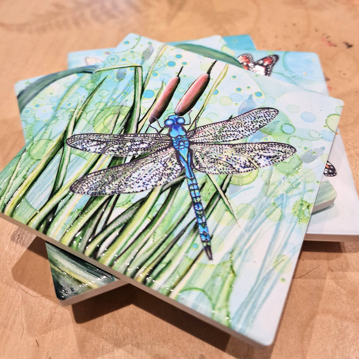Stunning Dragonfly Ceramic Coaster 🩷