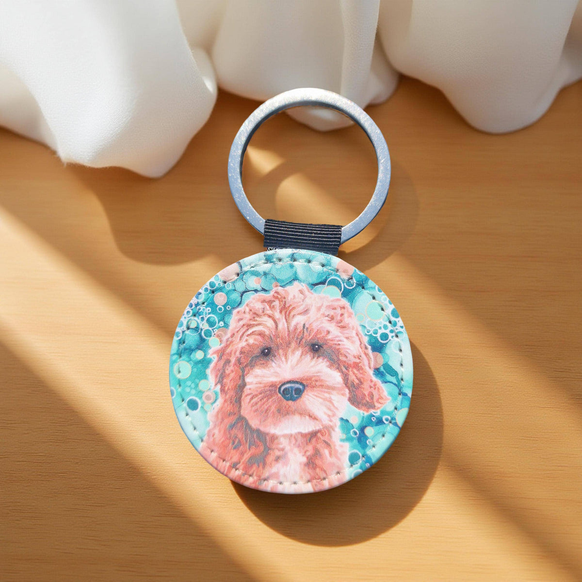 Cockerpoo Dog Faux Leather Keyring