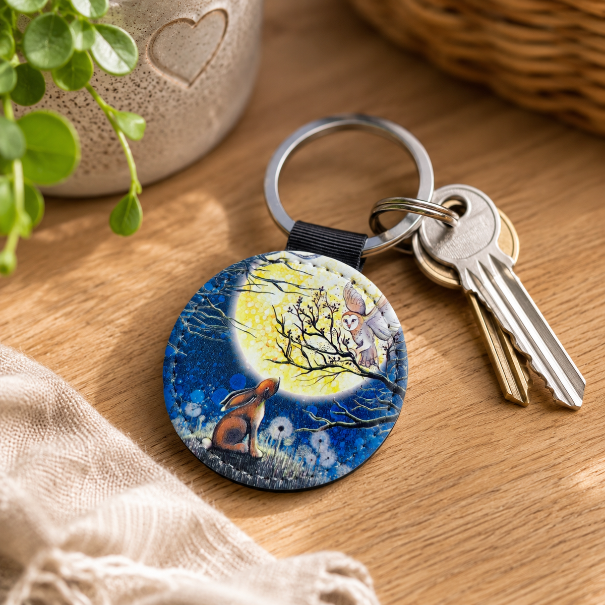 Hare & Owl Faux Leather Keyring